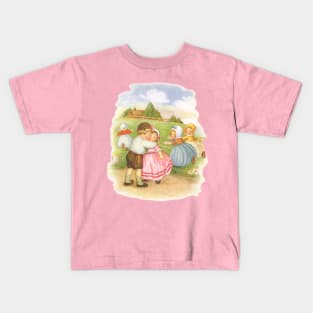 Vintage Mother Goose Nursery Rhymes, Georgie Porgie by Mary Lafetra Russell Kids T-Shirt